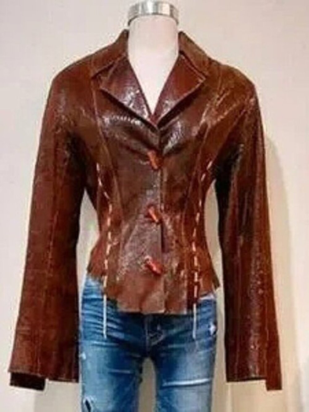 💋SPECTACULAR💋 Italian 100% Genuine Glossy Snakeskin Leather Tribal Jacket